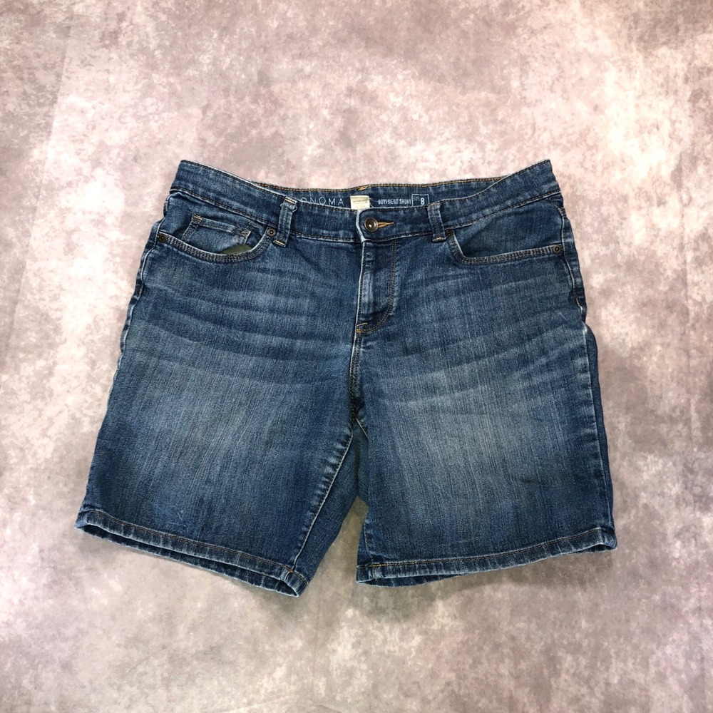 Sonoma Goods for Life Womens Boyfriend Denim Shorts Medium Wash Blue Size 8